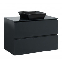 Тумба Вельма Т-8 зі скляною стільницею 100 см графіт + чаша Адель чорна (01067)