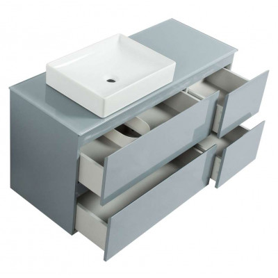 Тумба Вельма Т-8 зі скляною стільницею 120 см сіра + чаша Грейс (01069) Тумба Вельма Т-8 зі скляною стільницею 120 см сіра + чаша Грейс (01069)