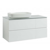 Тумба Вельма Т-8 зі скляною стільницею 120 см біла + чаша Макс (01078)