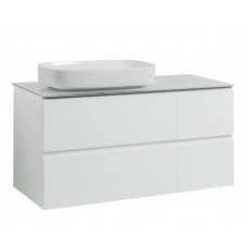 Тумба Вельма Т-8 зі скляною стільницею 120 см біла + чаша Макс (01078)