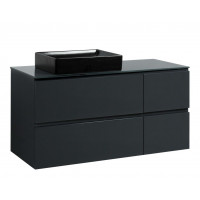 Тумба Вельма Т-8 зі скляною стільницею 120 см графіт + чаша Грейс чорна (01080)