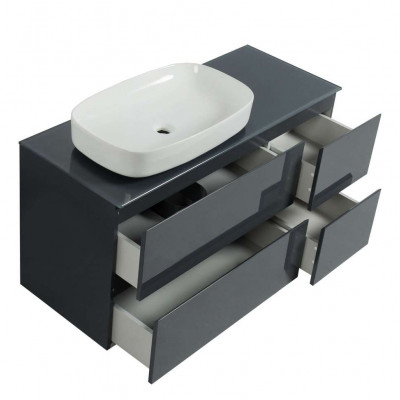 Тумба Вельма Т-8 зі скляною стільницею 120 см графіт + чаша Макс (01083) Тумба Вельма Т-8 зі скляною стільницею 120 см графіт + чаша Макс (01083)