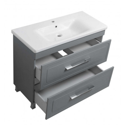 Тумба Атлас Т-8 з умивальником Еліз 100 з дотягом сіра (07007) Тумба Атлас Т-8 з умивальником Еліз 100 з дотягом сіра (07007)
