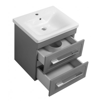 Тумба Атлас Т-8 з умивальником Еліз 55 з дотягом підвісна сіра (07012) Тумба Атлас Т-8 з умивальником Еліз 55 з дотягом підвісна сіра (07012)