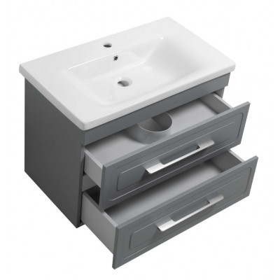 Тумба Атлас Т-8 з умивальником Еліз 80 з дотягом підвісна сіра (07014) Тумба Атлас Т-8 з умивальником Еліз 80 з дотягом підвісна сіра (07014)
