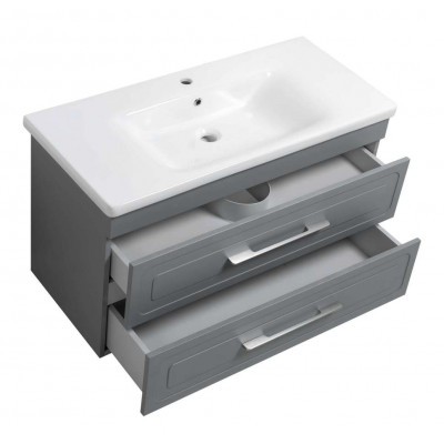 Тумба Атлас Т-8 з умивальником Еліз 100 з дотягом підвісна сіра (07015) Тумба Атлас Т-8 з умивальником Еліз 100 з дотягом підвісна сіра (07015)