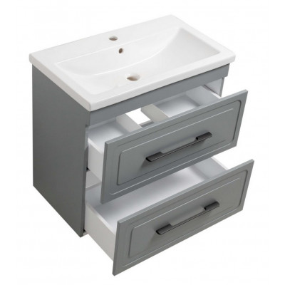 Тумба Атлас Т-8 з умивальником Комо 80 з дотягом підвісна сіра (07019) Тумба Атлас Т-8 з умивальником Комо 80 з дотягом підвісна сіра (07019)