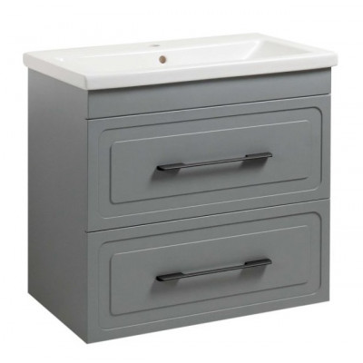 Тумба Атлас Т-8 з умивальником Комо 80 з дотягом підвісна сіра (07019)