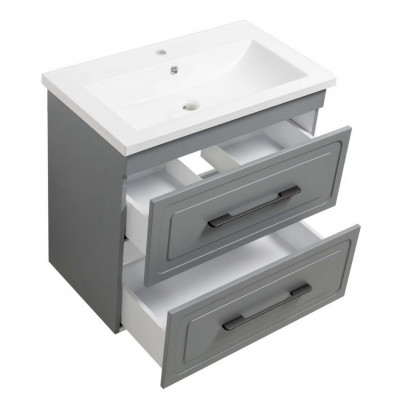 Тумба Атлас Т-8 з умивальником Космополіт 80 з дотягом підвісна сіра (07026)