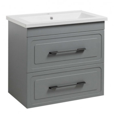 Тумба Атлас Т-8 з умивальником Космополіт 80 з дотягом підвісна сіра (07026)