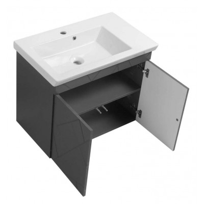 Тумба Аура Т-1 з умивальником Ісік 70 графіт підвісна (04005) Тумба Аура Т-1 з умивальником Ісік 70 графіт підвісна (04005)