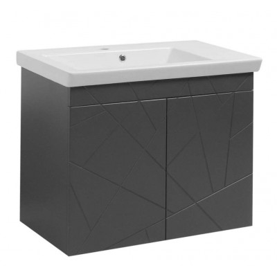 Тумба Аура Т-1 з умивальником Ісік 70 графіт підвісна (04005)