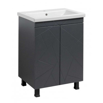Тумба Аура Т-1 з умивальником Комо 60 графіт (04012)