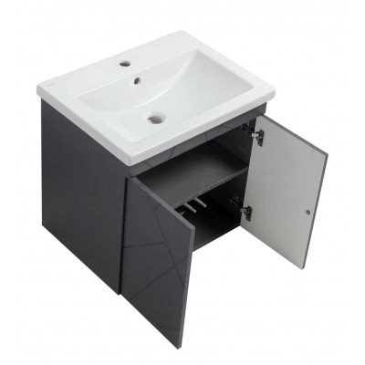 Тумба Аура Т-1 з умивальником Комо 50 графіт підвісна (04009)