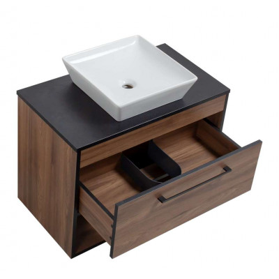 Тумба Хілтон Т-3 зі стільницею 80 чорн.дерево/дуб Валенсія + чаша Адель (05016)