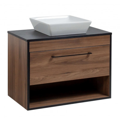 Тумба Хілтон Т-3 зі стільницею 80 чорн.дерево/дуб Валенсія + чаша Адель (05016)