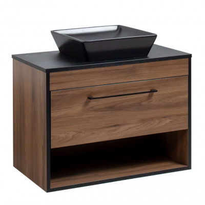 Тумба Хілтон Т-3 зі стільницею 80 чорн.дерево/дуб Валенсія + чаша Адель чорна (05017)
