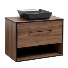 Тумба Хілтон Т-3 зі стільницею 80 чорн.дерево/дуб Валенсія + чаша Адель чорна (05017)