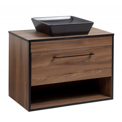 Тумба Хілтон Т-3 зі стільницею 80 чорн.дерево/дуб Валенсія + чаша Адель чорна (05017)