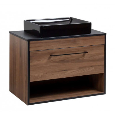 Тумба Хілтон Т-3 зі стільницею 80 чорн.дерево/дуб Валенсія + чаша Грейс чорна (05019) Тумба Хілтон Т-3 зі стільницею 80 чорн.дерево/дуб Валенсія + чаша Грейс чорна (05019)