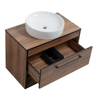 Тумба Хілтон Т-3 зі стільницею 80 чорн.дерево/дуб Валенсія + чаша Луна (05020)