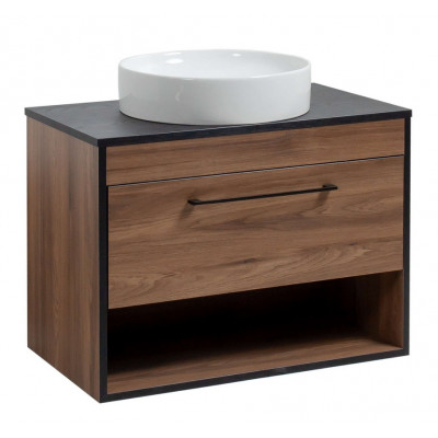 Тумба Хілтон Т-3 зі стільницею 80 чорн.дерево/дуб Валенсія + чаша Луна (05020)