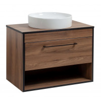 Тумба Хілтон Т-3 зі стільницею 80 чорн.дерево/дуб Валенсія + чаша Луна (05020)