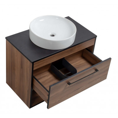 Тумба Хілтон Т-3 зі стільницею 80 чорн.дерево/дуб Валенсія + чаша Луна (05020)