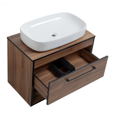 Тумба Хілтон Т-3 зі стільницею 80 чорн.дерево/дуб Валенсія + чаша Макс (05021) Тумба Хілтон Т-3 зі стільницею 80 чорн.дерево/дуб Валенсія + чаша Макс (05021)