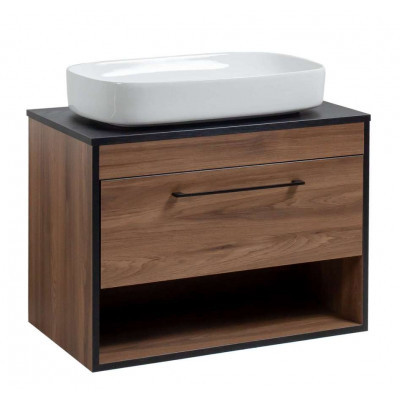 Тумба Хілтон Т-3 зі стільницею 80 чорн.дерево/дуб Валенсія + чаша Макс (05021) Тумба Хілтон Т-3 зі стільницею 80 чорн.дерево/дуб Валенсія + чаша Макс (05021)