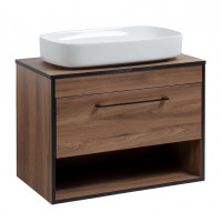 Тумба Хілтон Т-3 зі стільницею 80 чорн.дерево/дуб Валенсія + чаша Макс (05021)