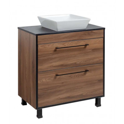 Тумба Хілтон Т-8 зі стільницею 80 чорн.дерево/дуб Валенсія + чаша Адель (05022)