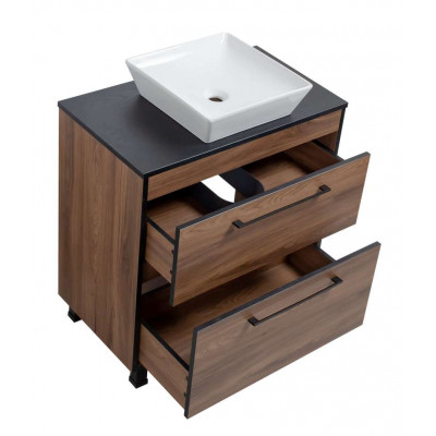 Тумба Хілтон Т-8 зі стільницею 80 чорн.дерево/дуб Валенсія + чаша Адель (05022)