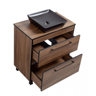 Тумба Хілтон Т-8 зі стільницею 80 чорн.дерево/дуб Валенсія + чаша Адель чорна (05023)