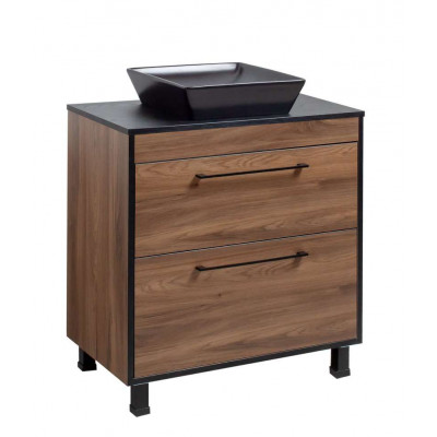 Тумба Хілтон Т-8 зі стільницею 80 чорн.дерево/дуб Валенсія + чаша Адель чорна (05023)