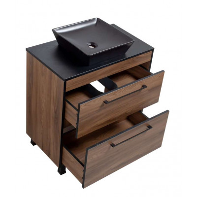 Тумба Хілтон Т-8 зі стільницею 80 чорн.дерево/дуб Валенсія + чаша Адель чорна (05023)