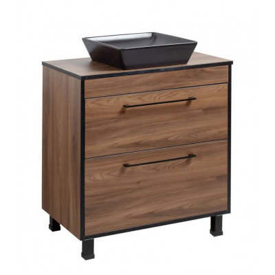 Тумба Хілтон Т-8 зі стільницею 80 чорн.дерево/дуб Валенсія + чаша Адель чорна (05023)