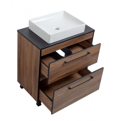 Тумба Хілтон Т-8 зі стільницею 80 чорн.дерево/дуб Валенсія + чаша Грейс (05024) Тумба Хілтон Т-8 зі стільницею 80 чорн.дерево/дуб Валенсія + чаша Грейс (05024)