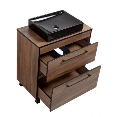 Тумба Хілтон Т-8 зі стільницею 80 чорн.дерево/дуб Валенсія + чаша Грейс чорна (05025) Тумба Хілтон Т-8 зі стільницею 80 чорн.дерево/дуб Валенсія + чаша Грейс чорна (05025)