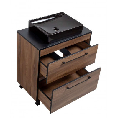 Тумба Хілтон Т-8 зі стільницею 80 чорн.дерево/дуб Валенсія + чаша Грейс чорна (05025) Тумба Хілтон Т-8 зі стільницею 80 чорн.дерево/дуб Валенсія + чаша Грейс чорна (05025)