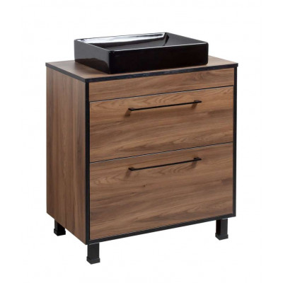 Тумба Хілтон Т-8 зі стільницею 80 чорн.дерево/дуб Валенсія + чаша Грейс чорна (05025)