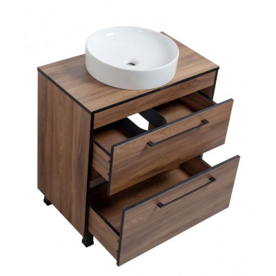 Тумба Хілтон Т-8 зі стільницею 80 чорн.дерево/дуб Валенсія + чаша Луна (05026)