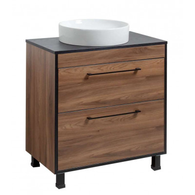 Тумба Хілтон Т-8 зі стільницею 80 чорн.дерево/дуб Валенсія + чаша Луна (05026)