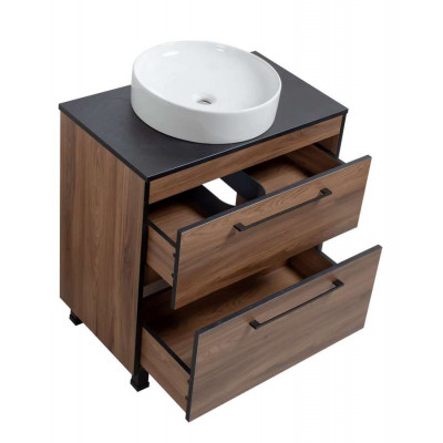 Тумба Хілтон Т-8 зі стільницею 80 чорн.дерево/дуб Валенсія + чаша Луна (05026)