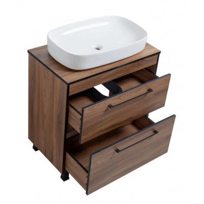 Тумба Хілтон Т-8 зі стільницею 80 чорн.дерево/дуб Валенсія + чаша Макс (05027)