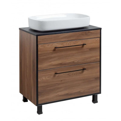 Тумба Хілтон Т-8 зі стільницею 80 чорн.дерево/дуб Валенсія + чаша Макс (05027)