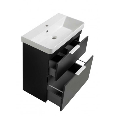 Тумба Монако Т-8 з умивальником Oliver 70 підвісна чорна (02003)